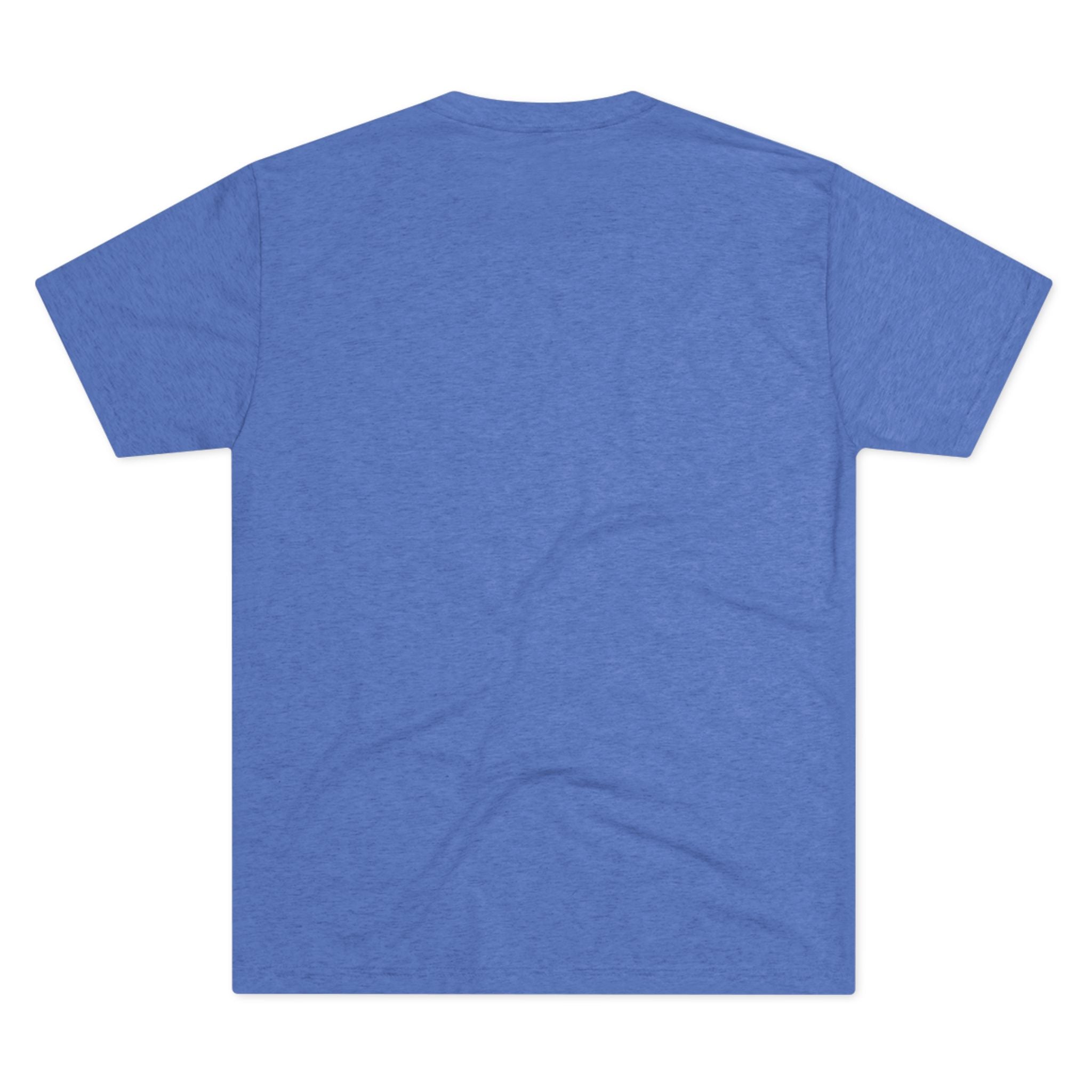 Unisex blue T-shirt, short sleeves, crew neck, no visible front graphic