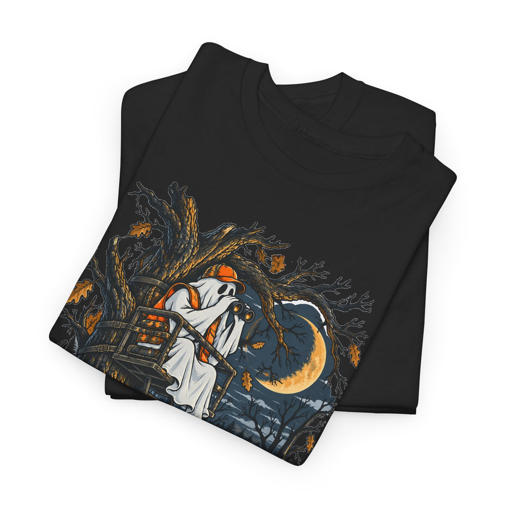 Haunted Tree Stand T-Shirt, Funny Ghost Deer Hunter Halloween Shirt for Men and Women, Bow Hunting Season Gift Tee