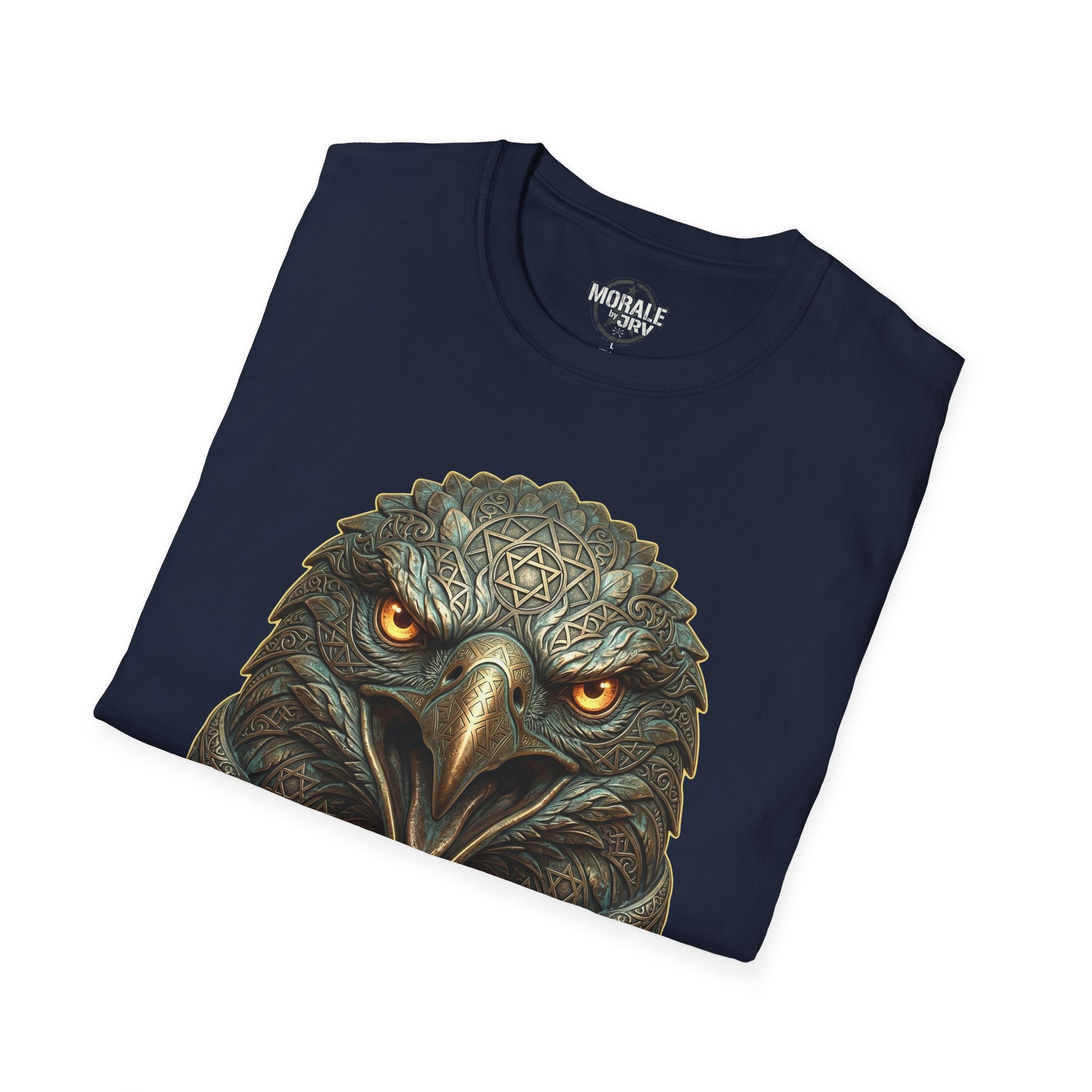 Navy Fierce eagle head T-shirt, golden eyes front graphic