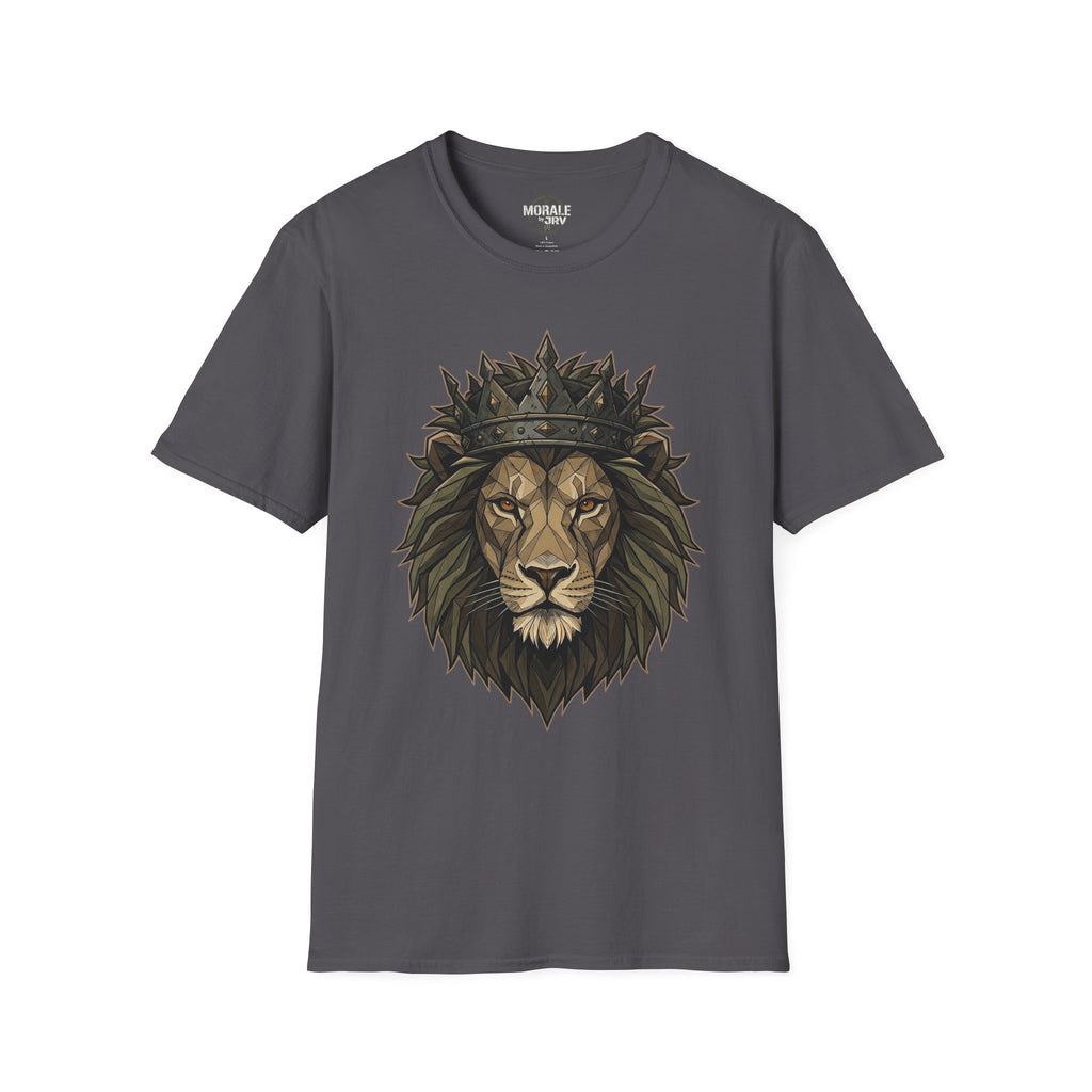 Charcoal lion head T-shirt with crown graphic