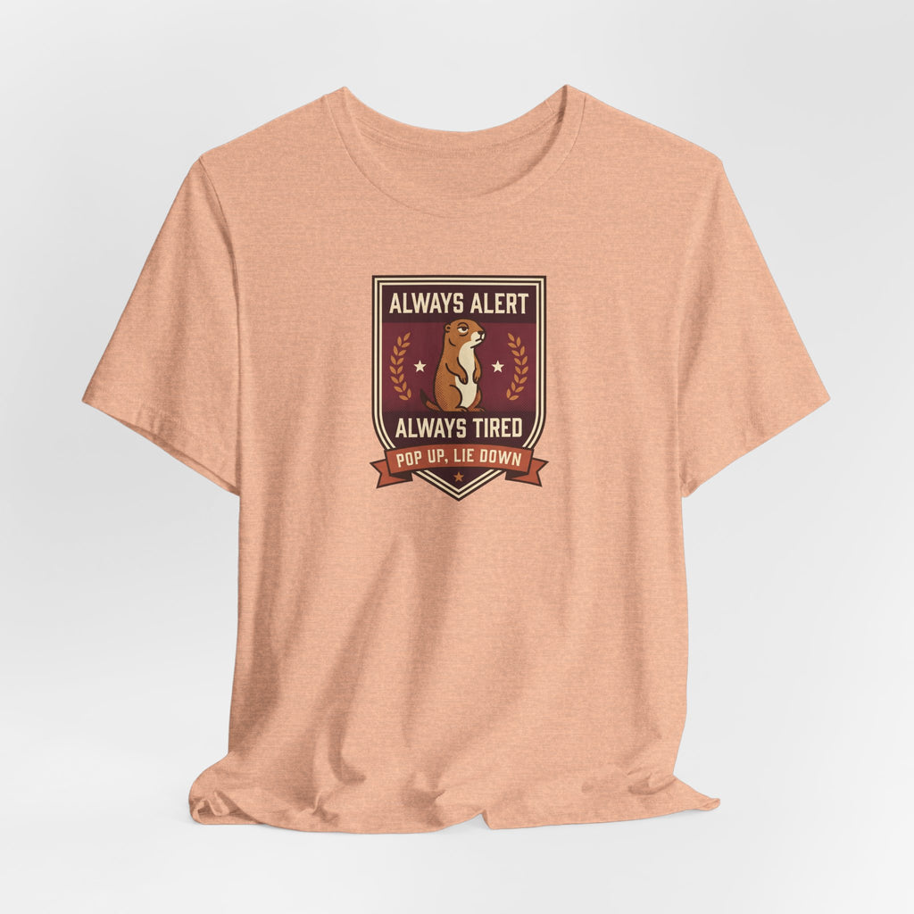 Peach squirrel crest T-shirt with badge graphic front