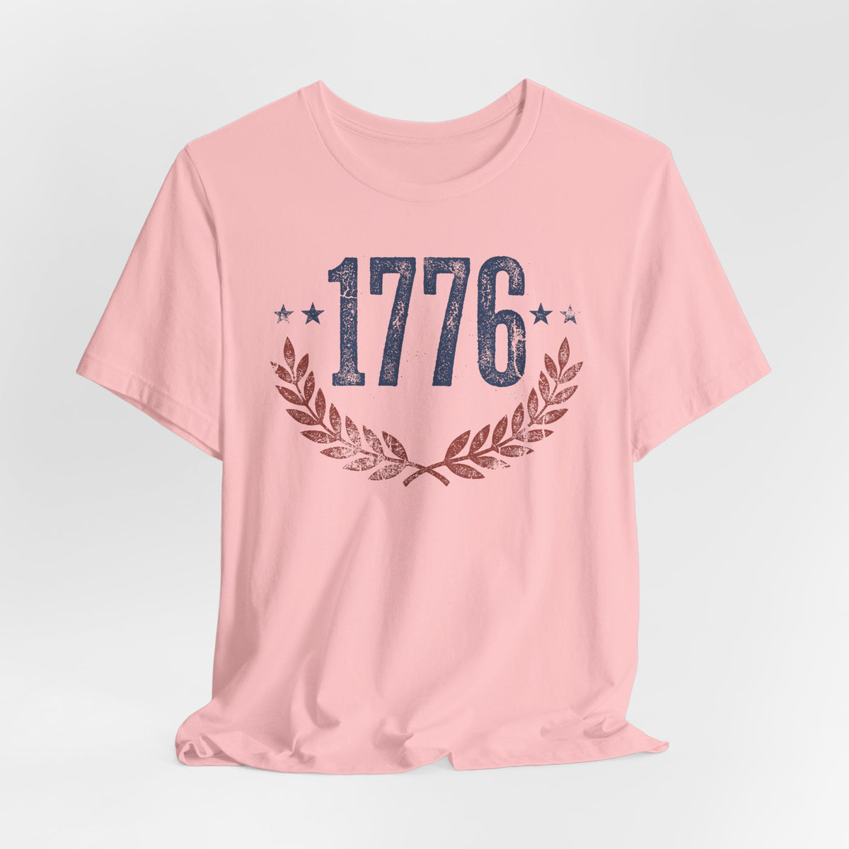 Pink 1776 laurel wreath graphic T-shirt, short sleeves