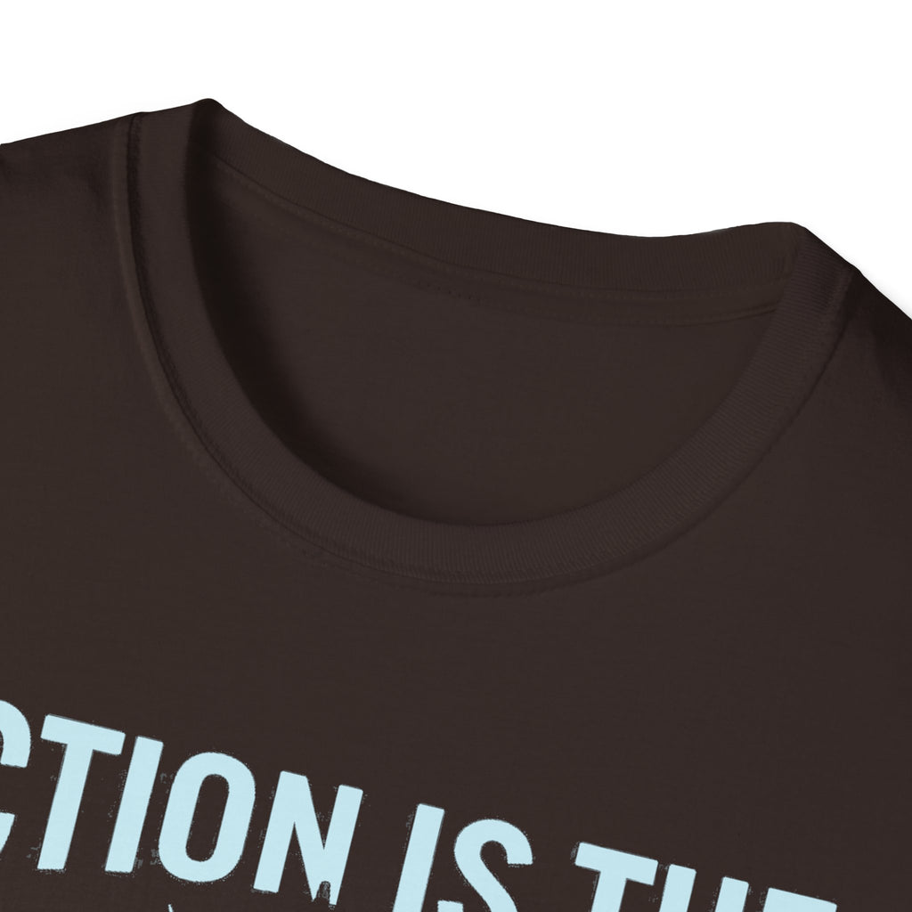 Dark Chocolate crew-neck tee, close-up of collar and neckline seam.