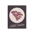 Mauve metal wall art sign with circular South Carolina silhouette and script lettering