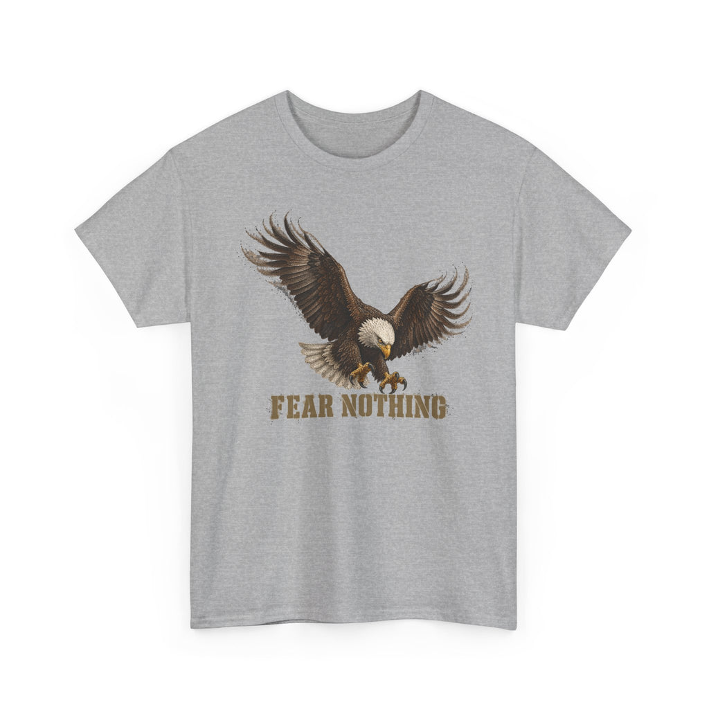 Sport grey crewneck T-shirt with eagle graphic and “FEAR NOTHING”