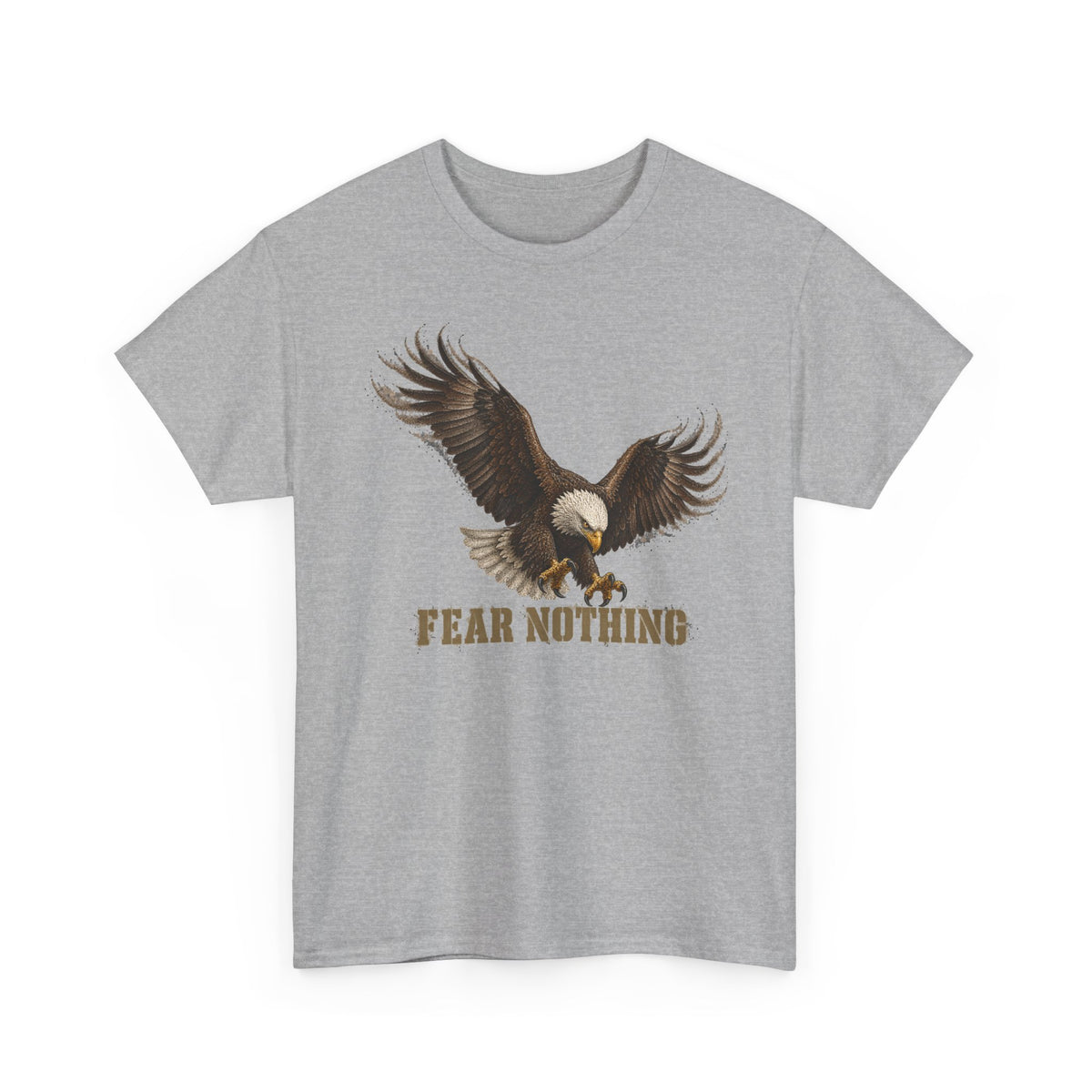 Sport grey crewneck T-shirt with eagle graphic and “FEAR NOTHING”