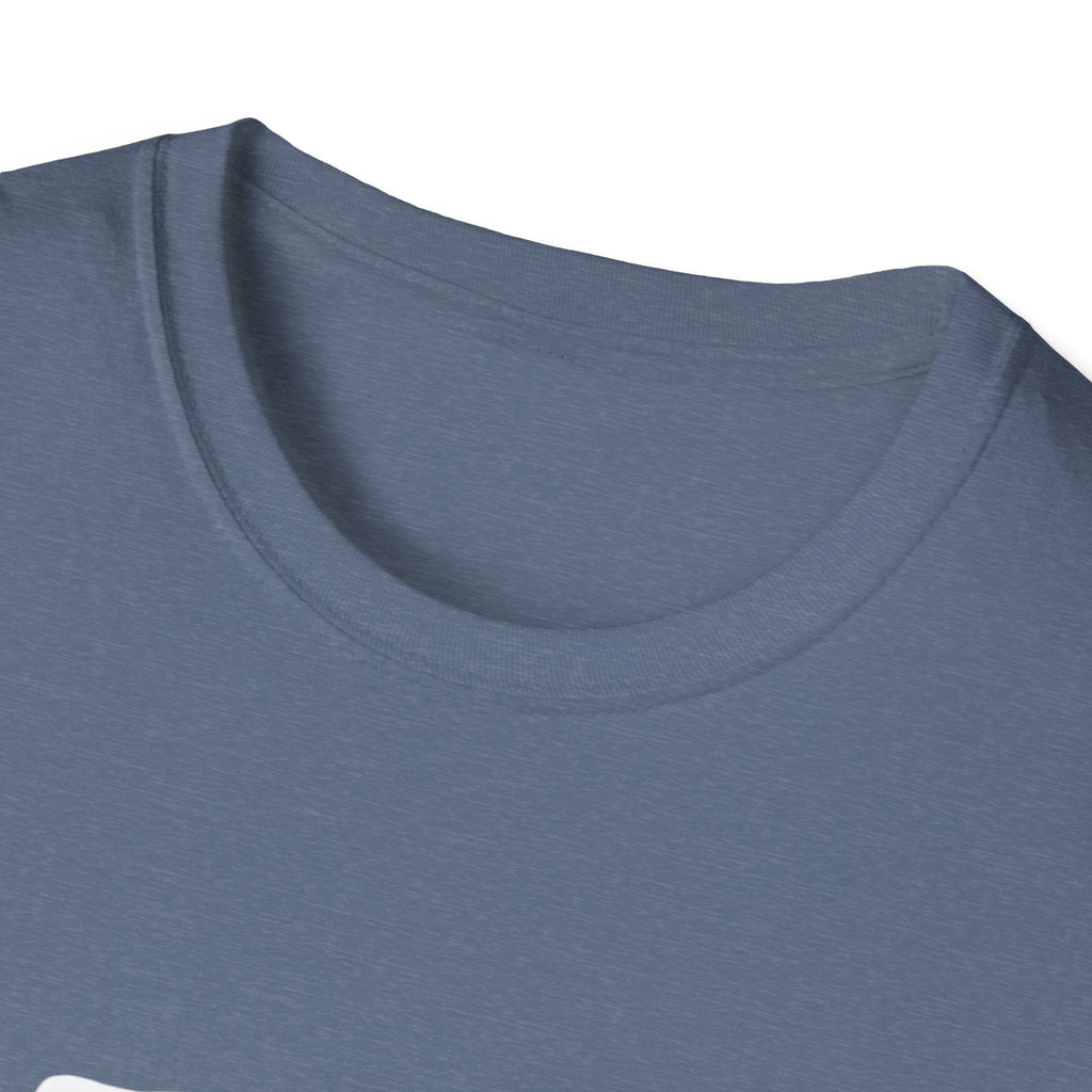 Slate blue crewneck T-shirt close-up