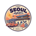 Seoul South Korea Vintage Travel Sticker – Retro Cityscape Kiss-Cut Decal
