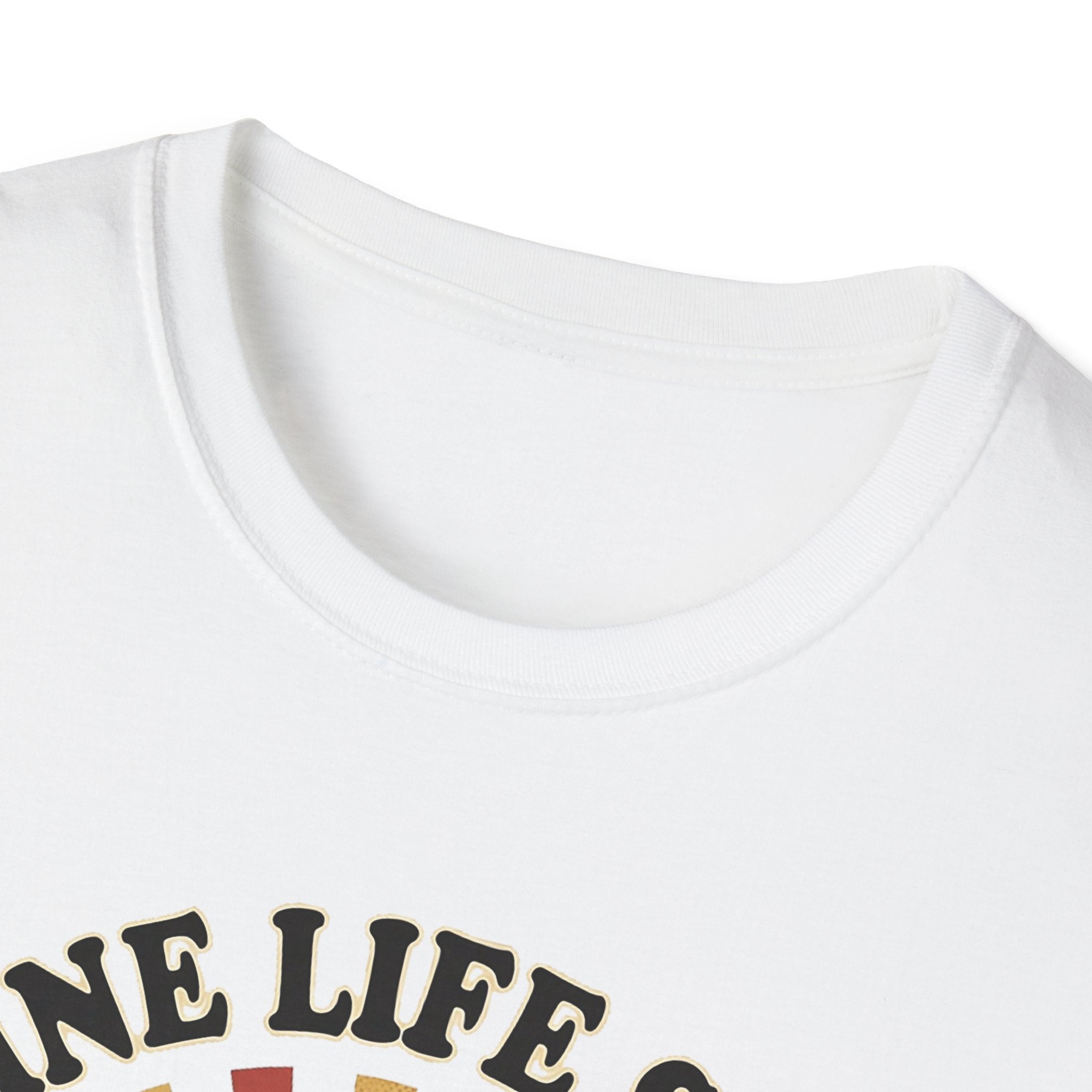 White T-shirt neckline and collar rib detail