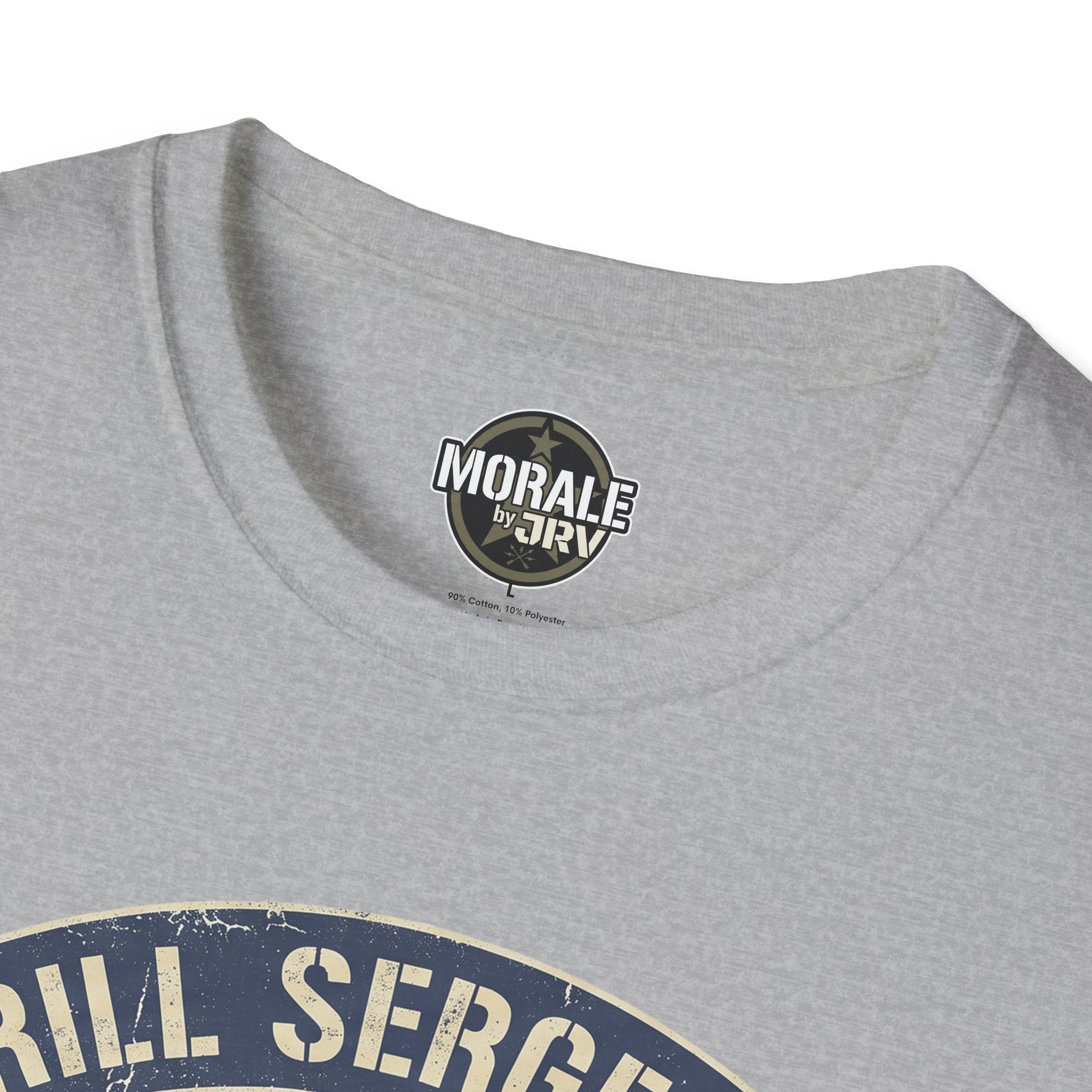 Sport grey T-shirt neckline with small 'MORALP by DRIV' label