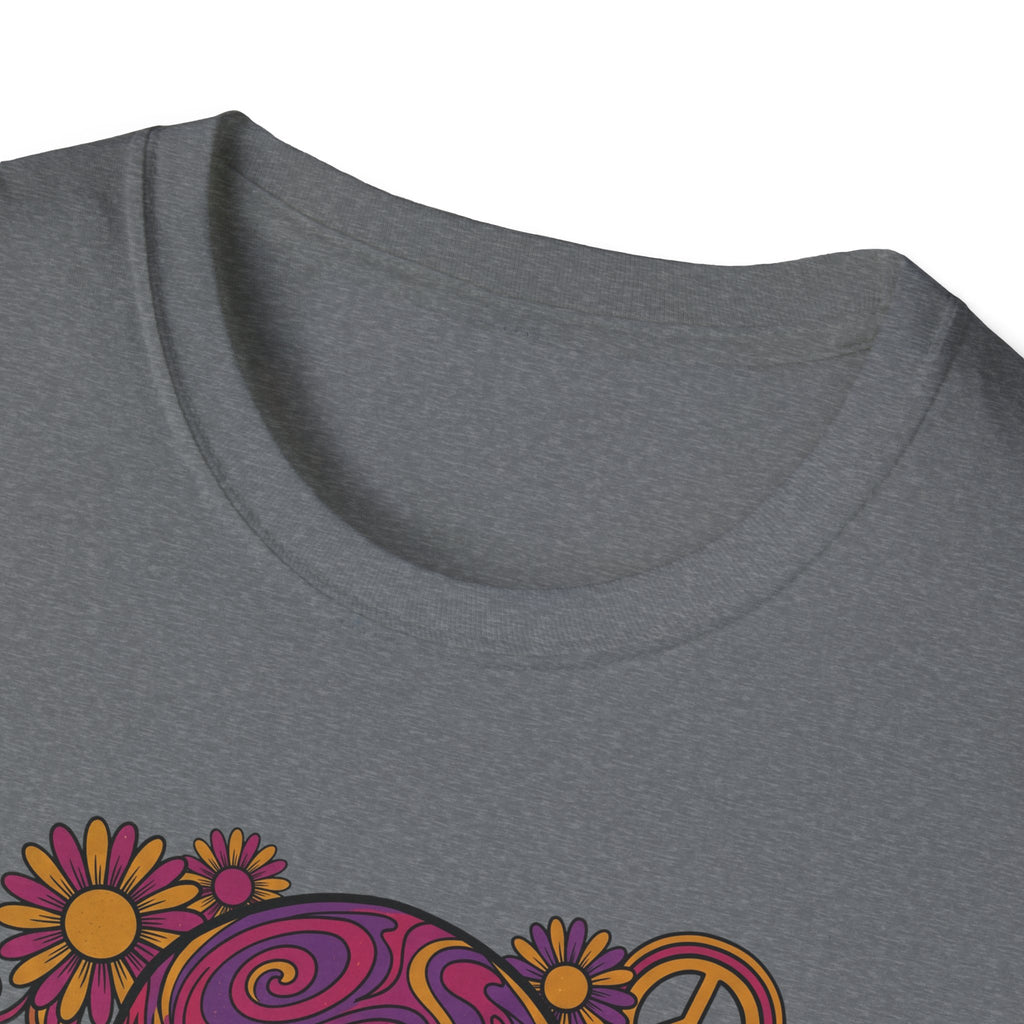 Grau meliertes T-Shirt mit Rundhalsausschnitt und angeschnittenem Totenkopf-Design