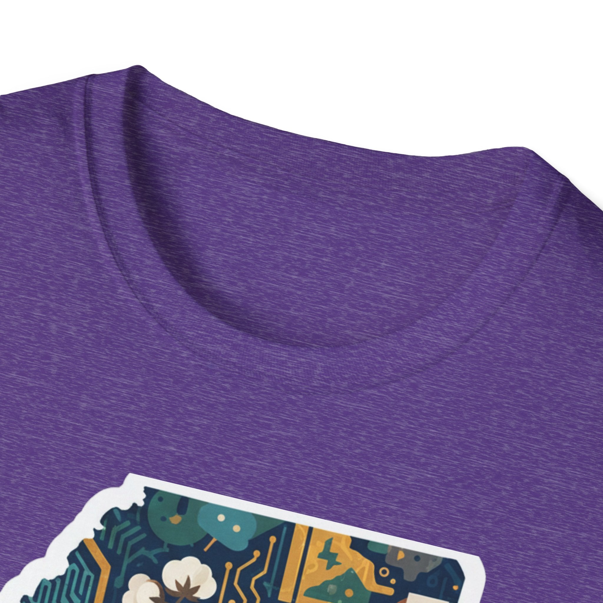 Mississippi I Am T-shirt, heather purple; crew neck close-up