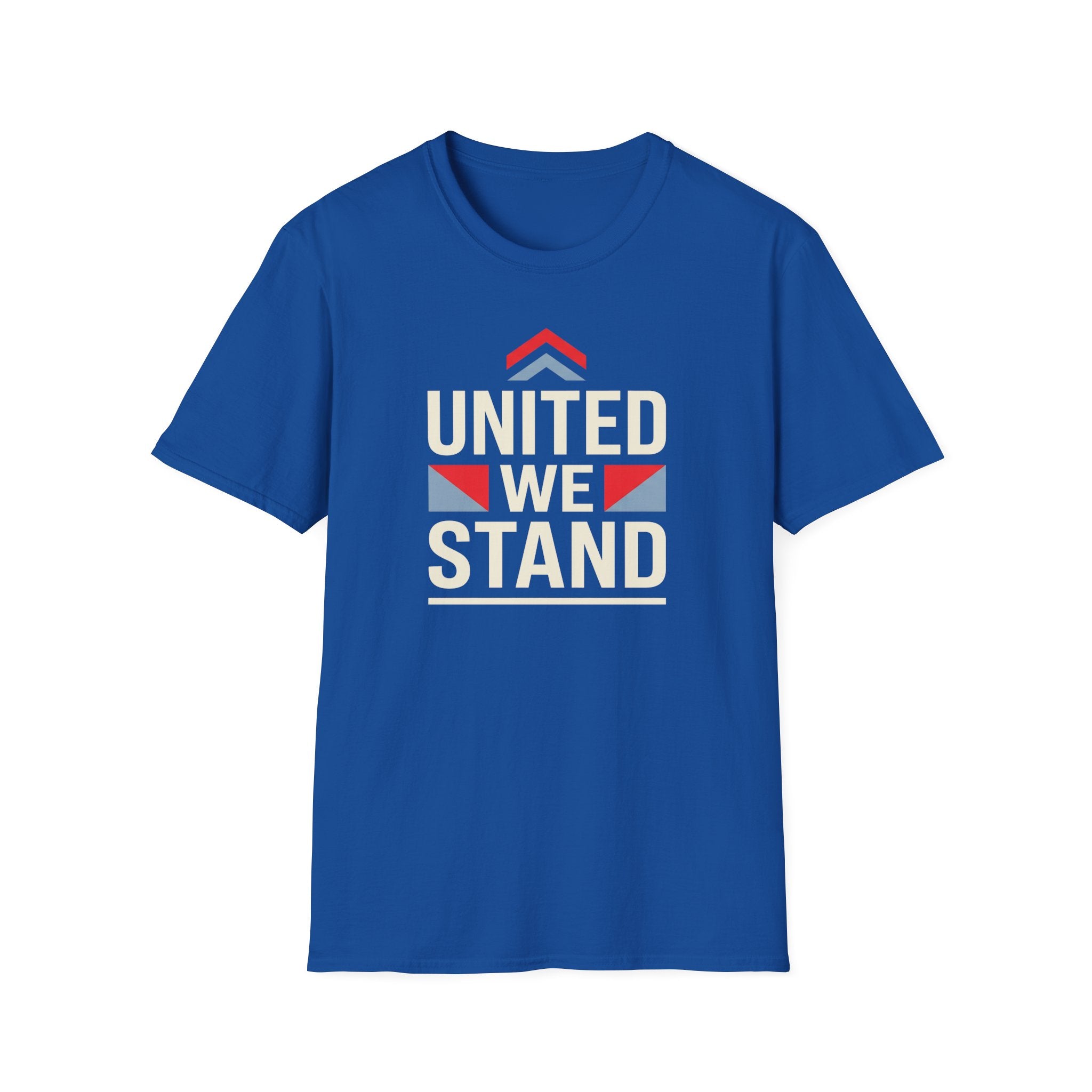 Royal blue crewneck T-shirt with United We Stand graphic