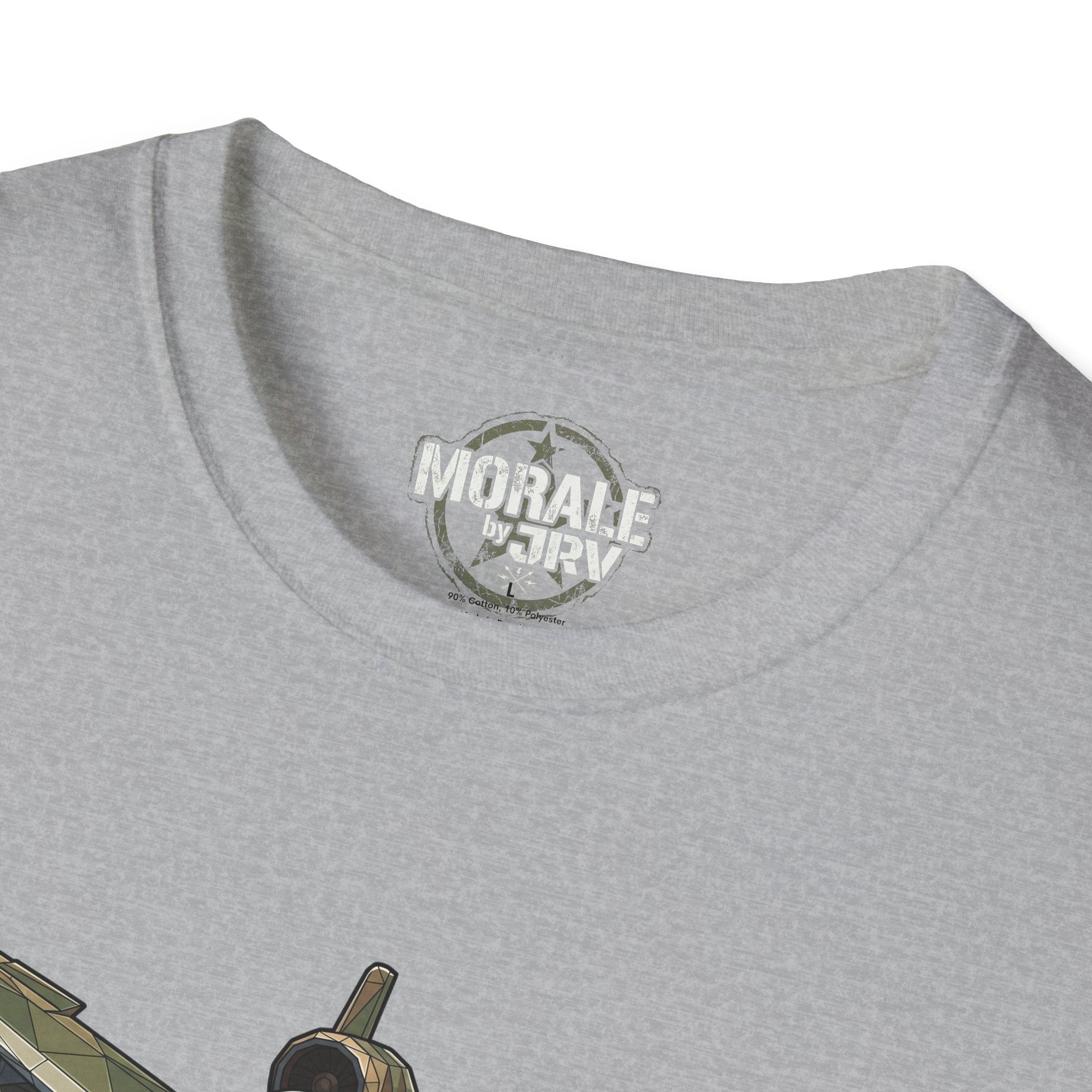 A-10 Warthog T-shirt, heather gray collar with MoralE by TRV logo