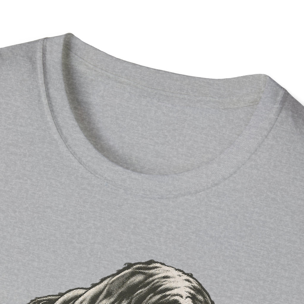 Heather gray crewneck t-shirt neckline close-up