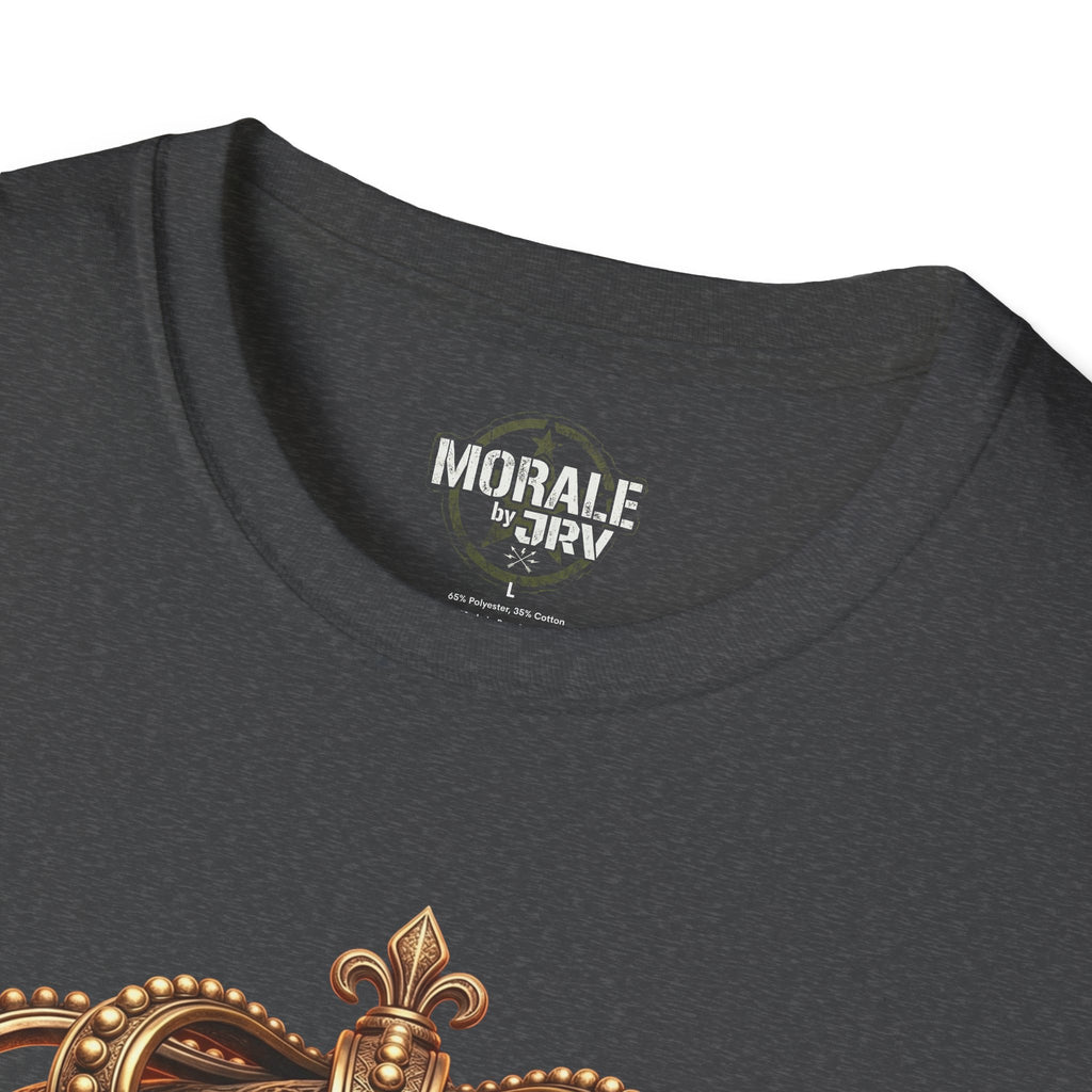 Gold Crown Skull T-Shirt, dark heather; crew neck with small neck logo