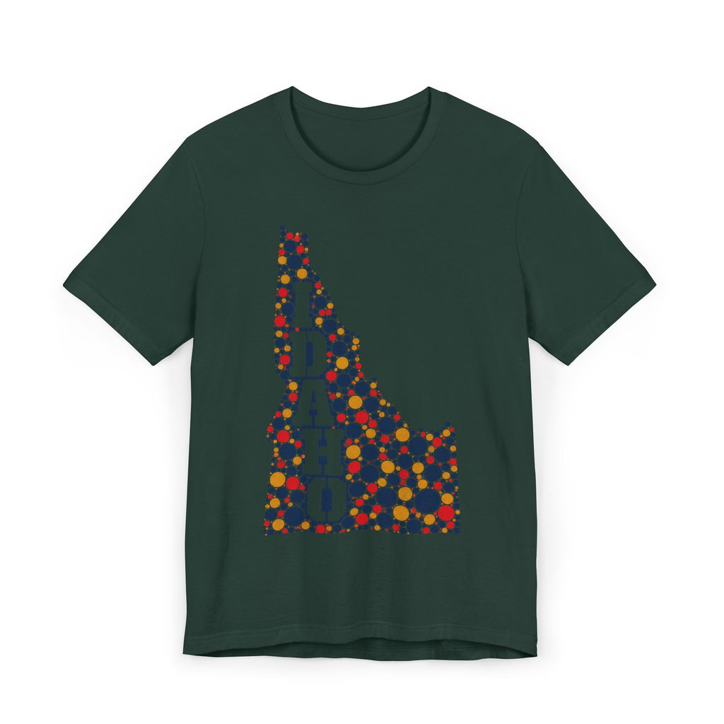 Idaho Polka Dot State Outline T-Shirt | Colorful Idaho Map Graphic Tee