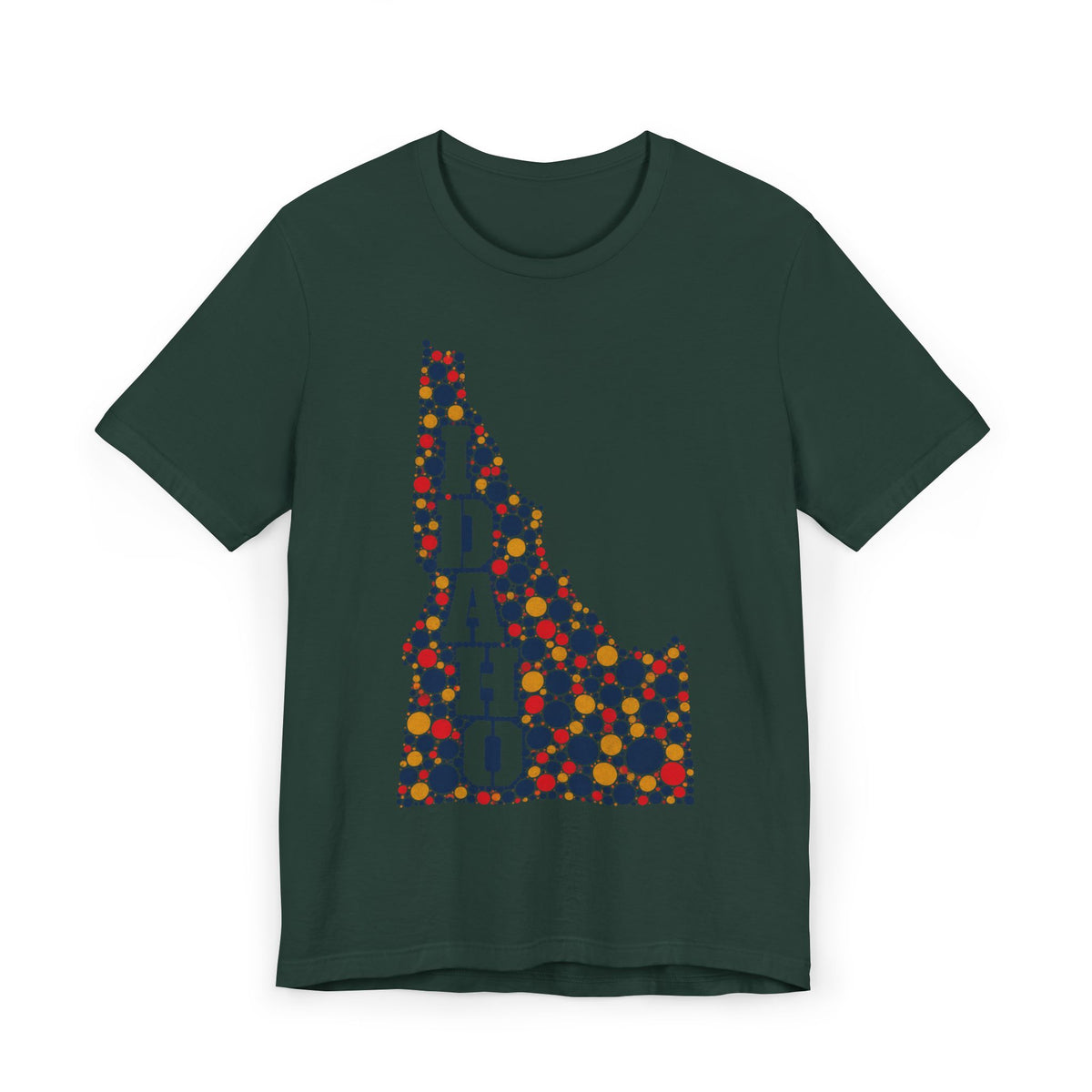 Idaho Polka Dot State Outline T-Shirt | Colorful Idaho Map Graphic Tee