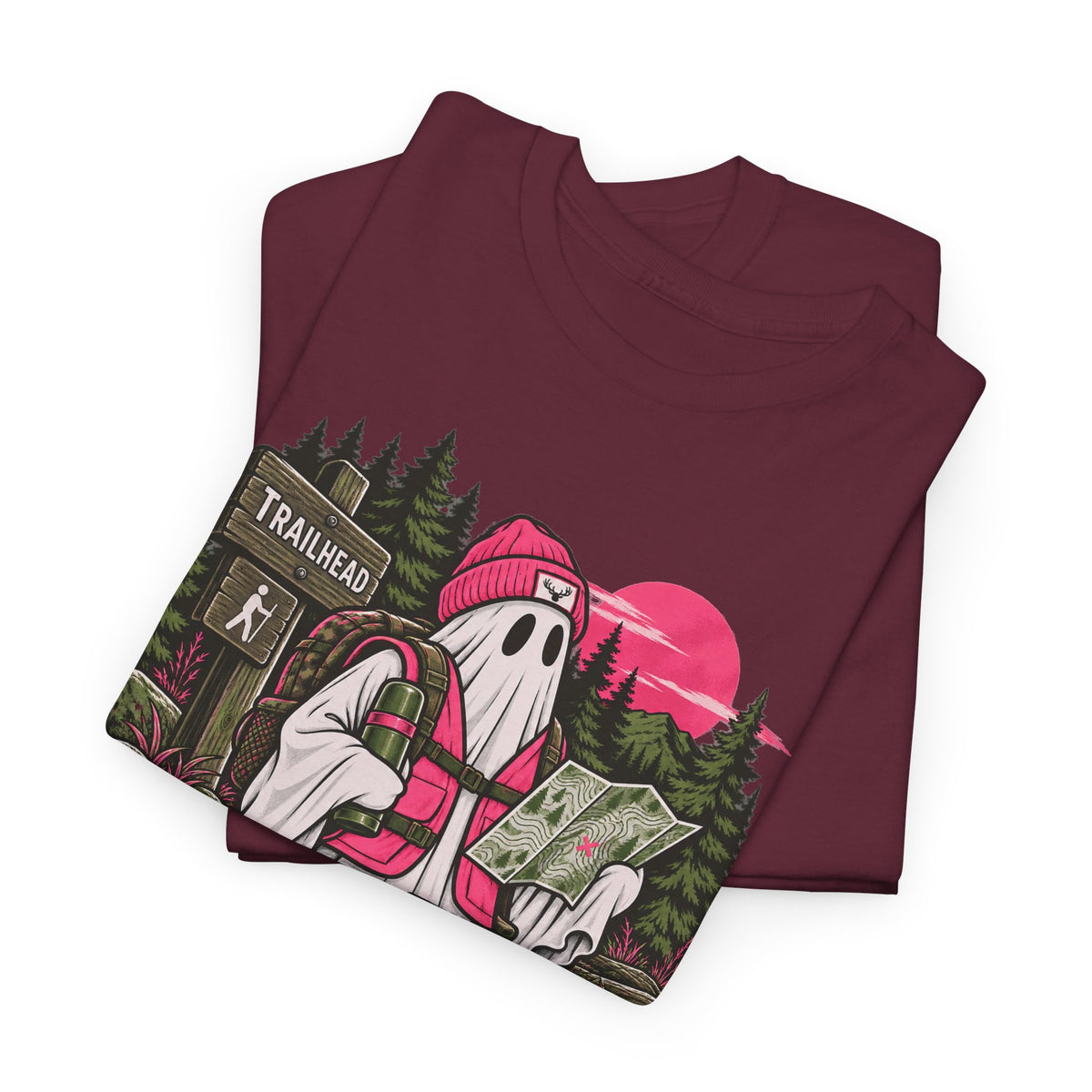 Safety First Spooky Second T-Shirt, Funny Ghost Hiker Halloween Shirt for Men and Women, Camping Trail Graphic Tee