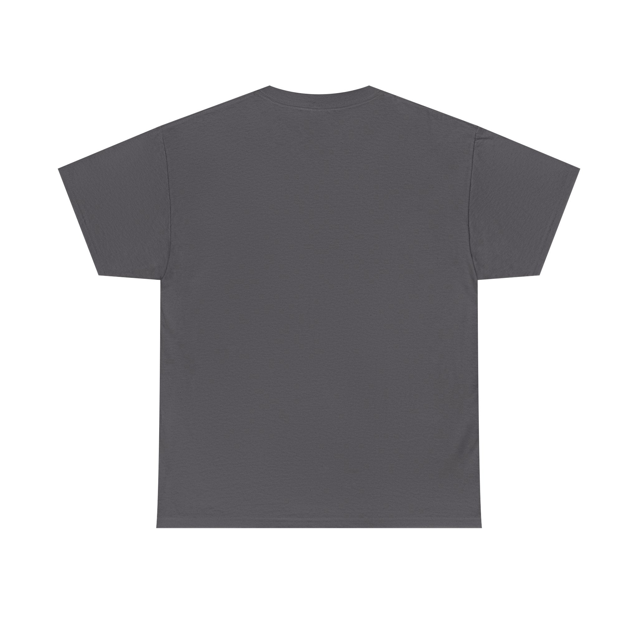Charcoal gray T-shirt with crew neck and short sleeves, plain back view