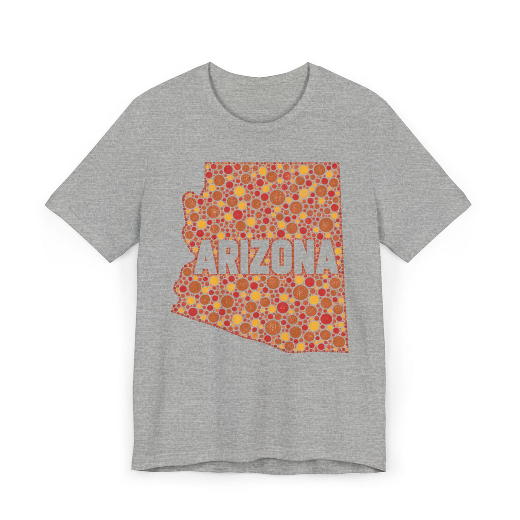 Gray T-shirt with orange patterned Arizona graphic front