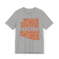 Gray T-shirt with orange patterned Arizona graphic front