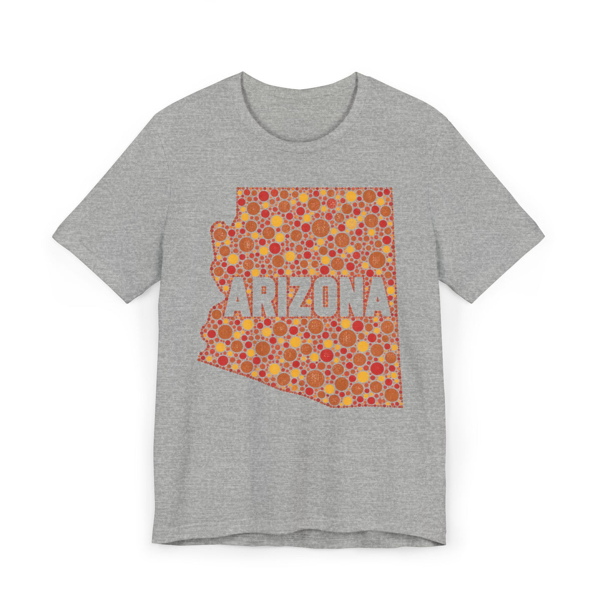 Gray T-shirt with orange patterned Arizona graphic front