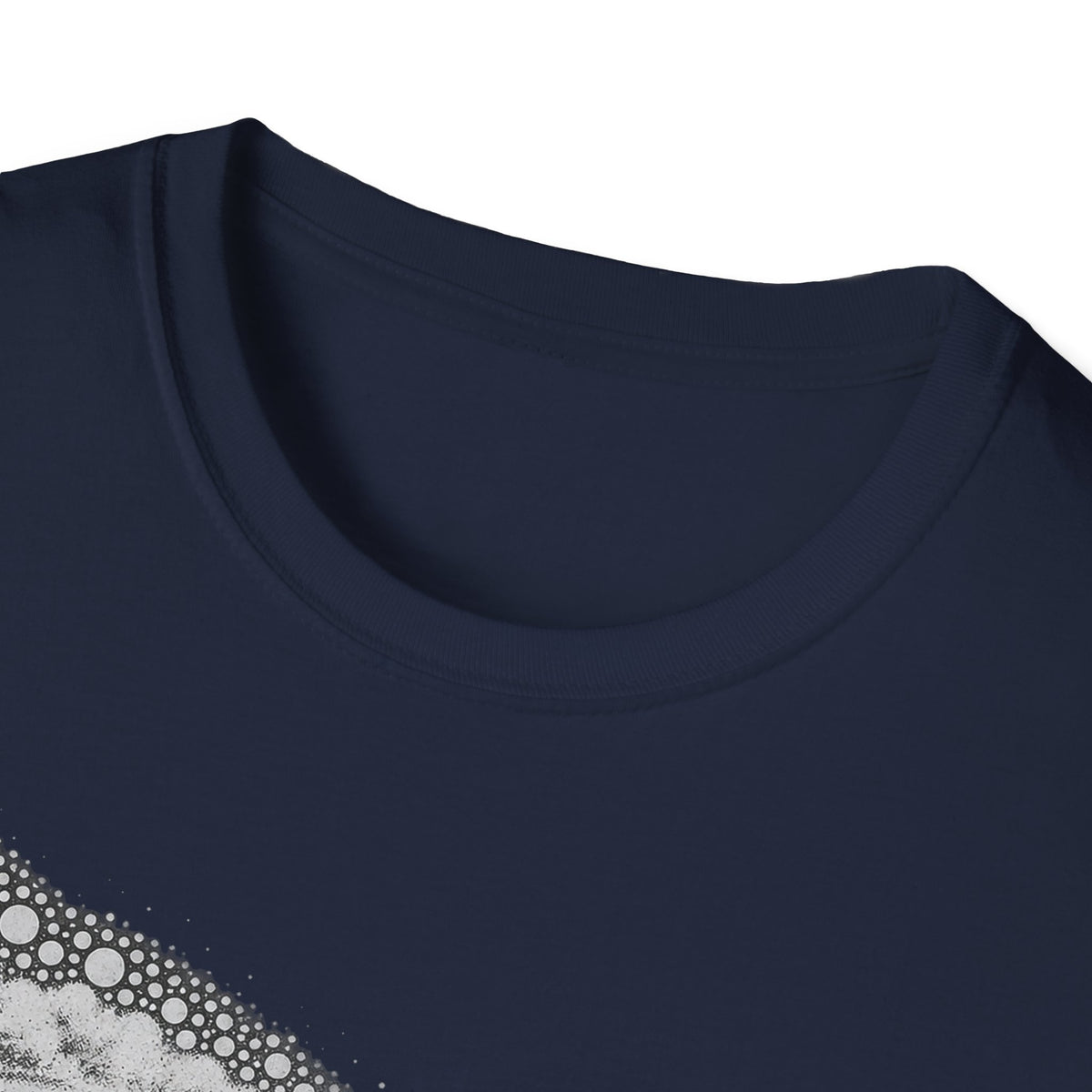 Navy crew-neck T-shirt neckline close-up