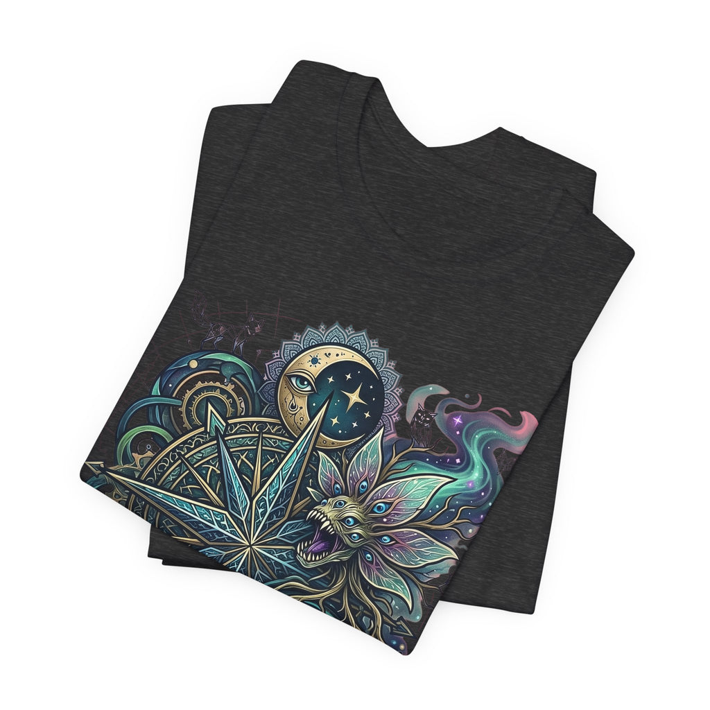 Celestial Compass T-Shirt (Dark Grey Heather) with celestial owl compass graphic