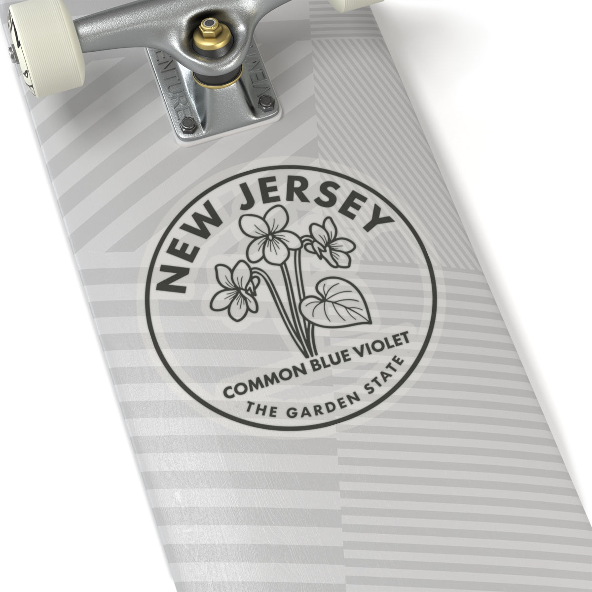 New Jersey common blue violet state flower sticker, circular botanical vinyl decal
