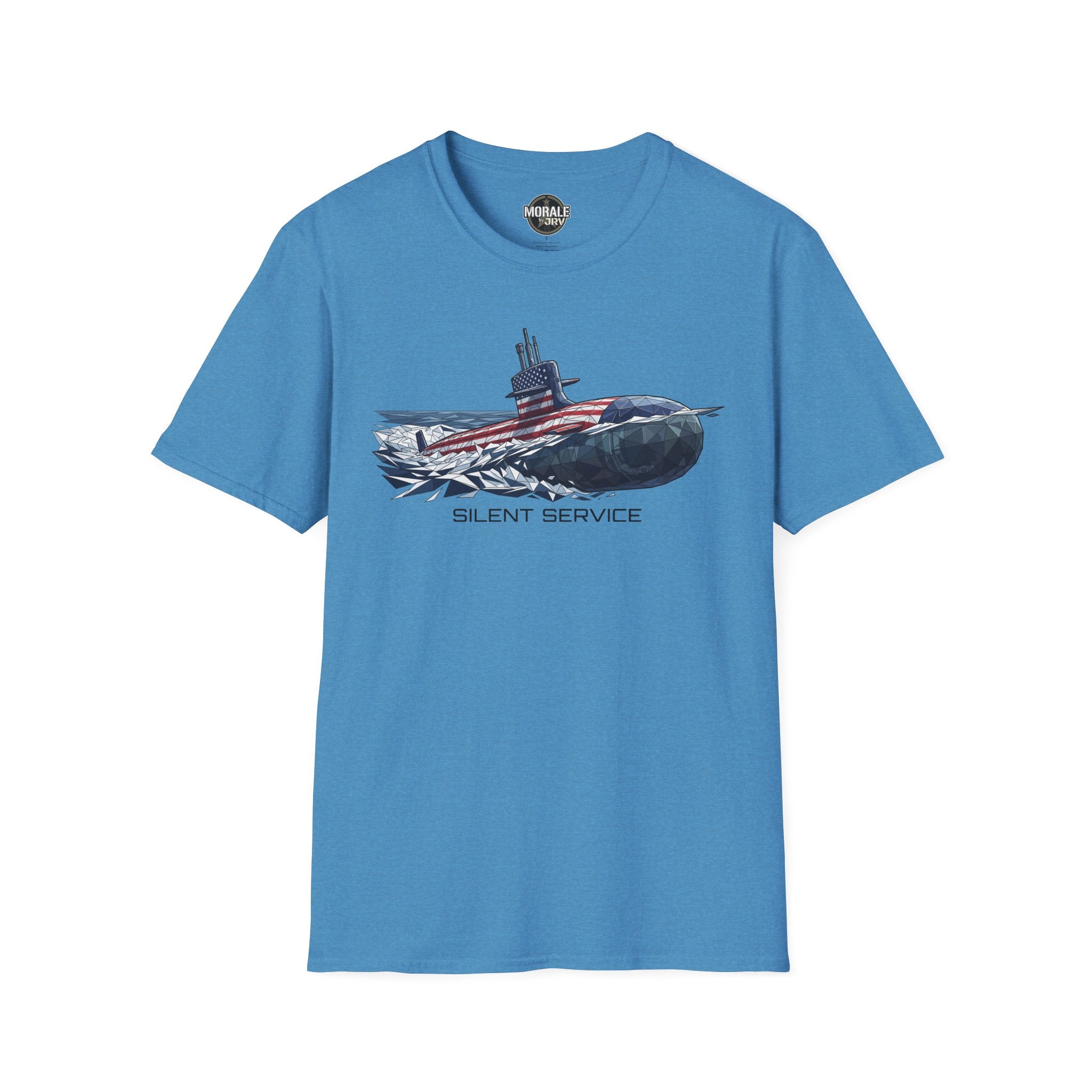 Silent Service T-shirt, blue, submarine flag graphic on the chest