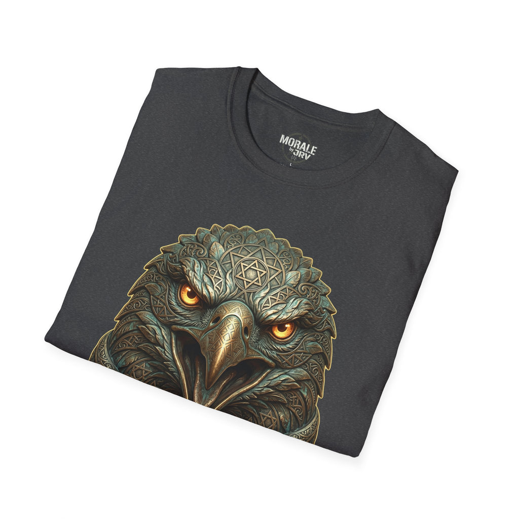 Dark heather Fierce eagle head T-shirt, golden eyes front graphic