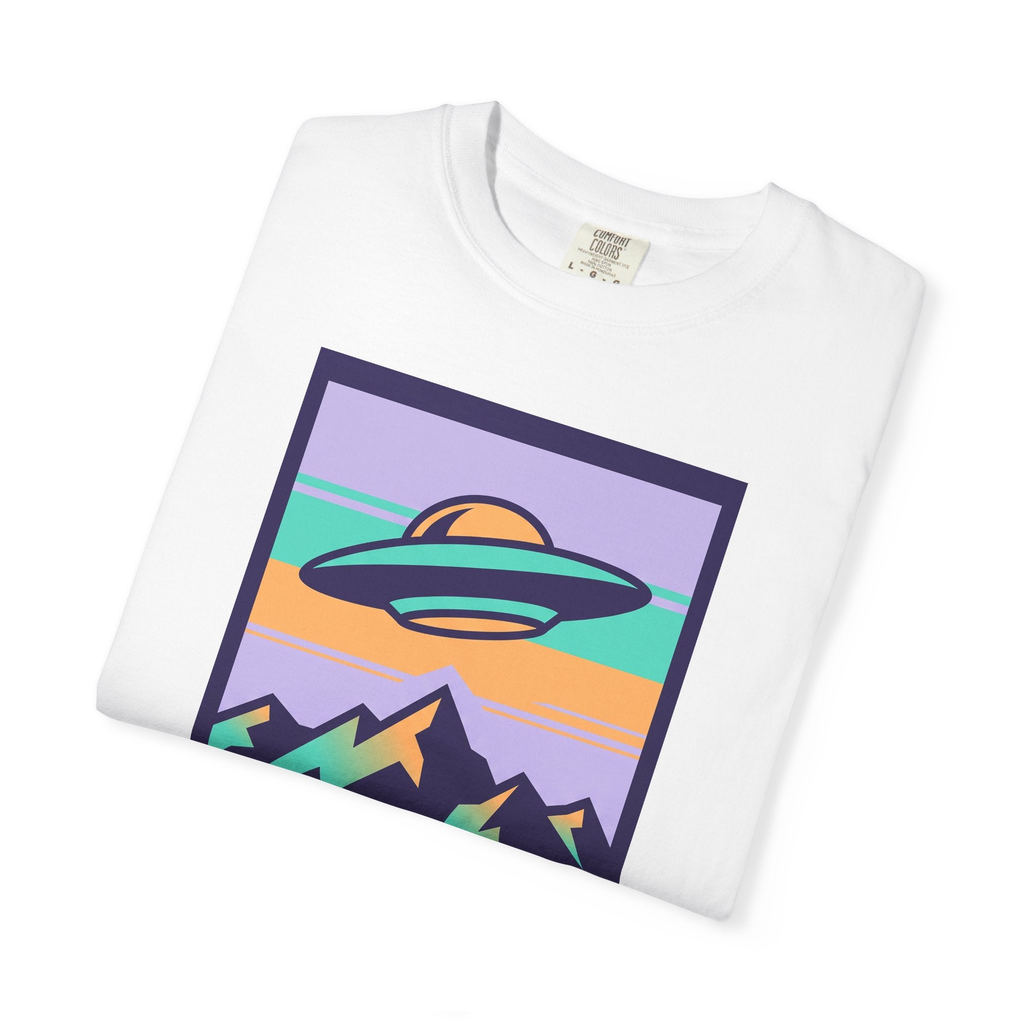 White T-shirt with UFO “VISIT EARTH” front graphic