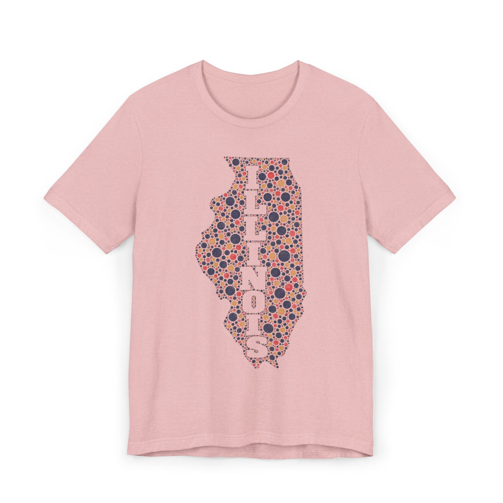 Illinois State Floral Polka Dot T-Shirt | Illinois Outline Graphic Tee