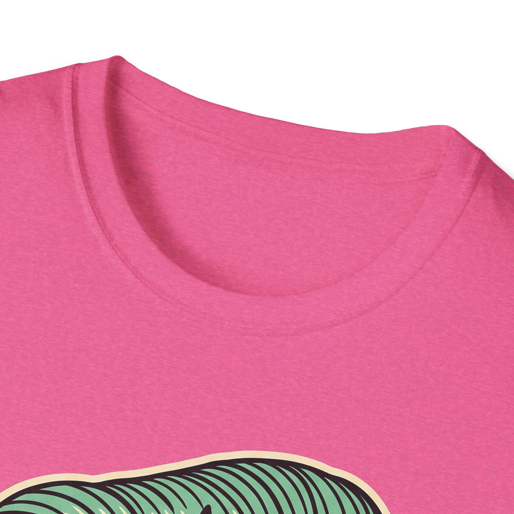 Rockabilly Sugar Skull T-Shirt in Rosa, runder Halsausschnitt, Motivrand unten sichtbar