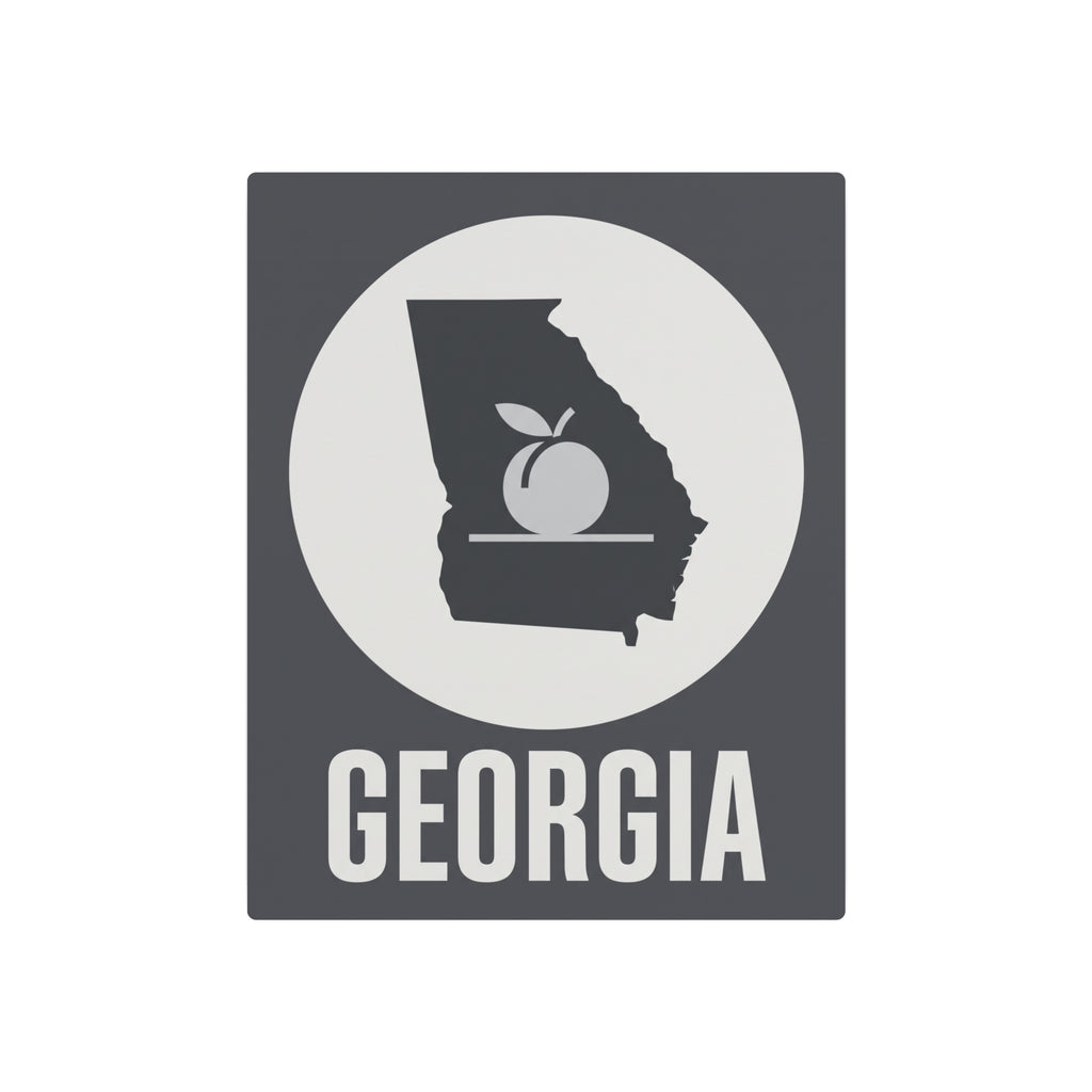 Georgia metal wall art sign featuring state silhouette inside a white circle and “GEORGIA”