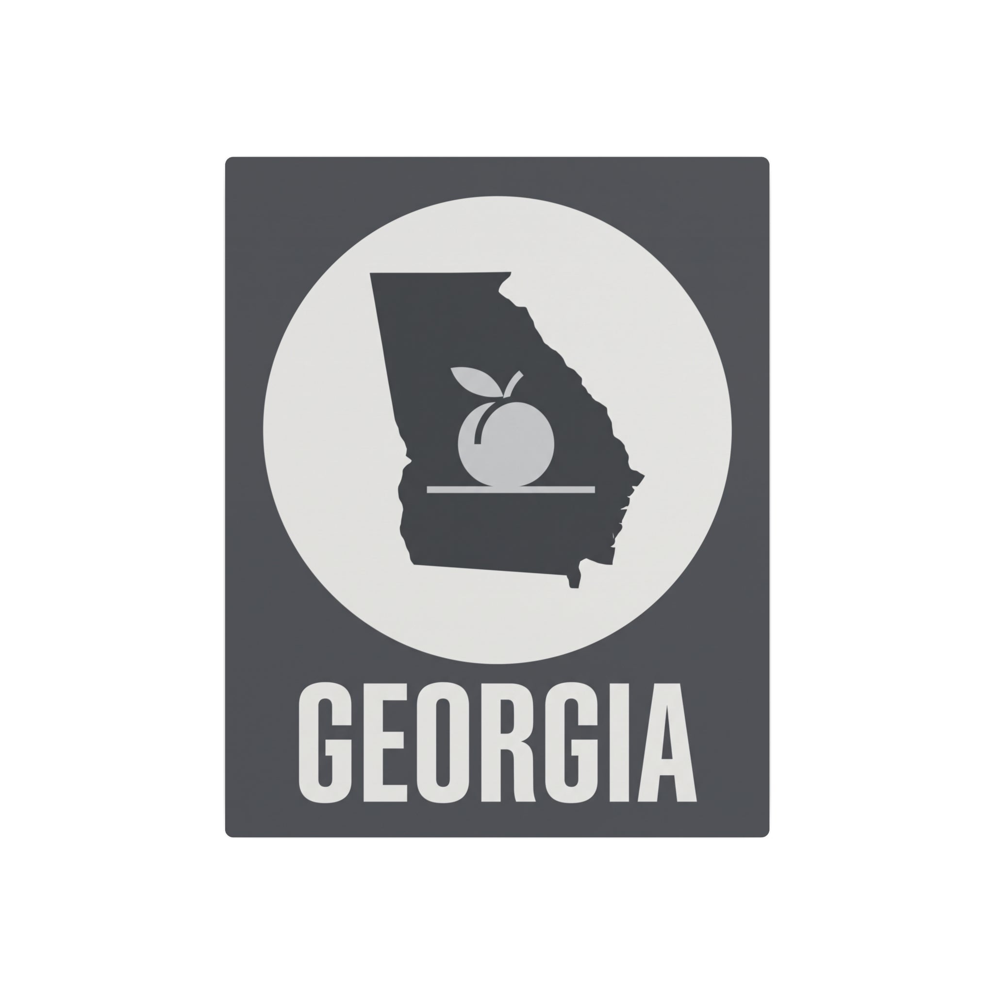 Georgia metal wall art sign featuring state silhouette inside a white circle and “GEORGIA”