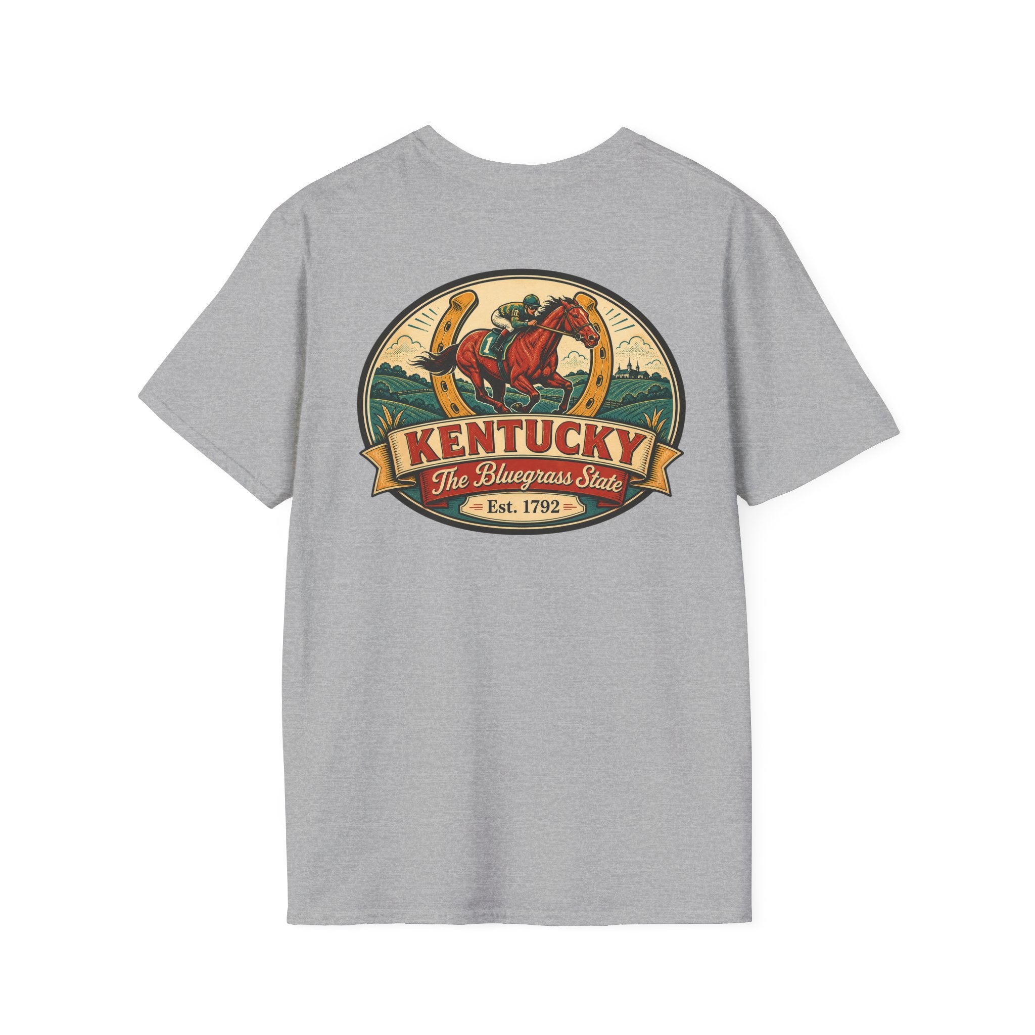 Sport grey T-shirt with Kentucky logo and horse graphic, Est. 1792.
