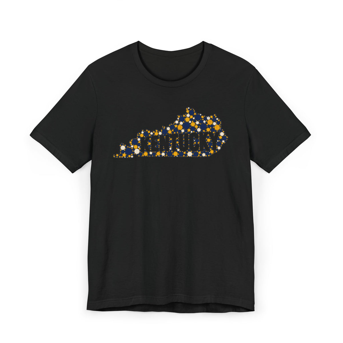 Kentucky State Shape T-Shirt | Blue and Gold Pattern Kentucky Outline Graphic Tee