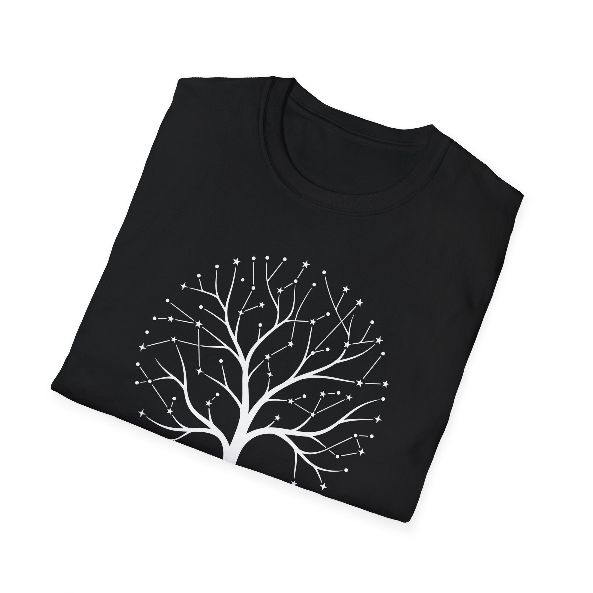Tree of Life T-shirt, black, white tree of life constellation graphic