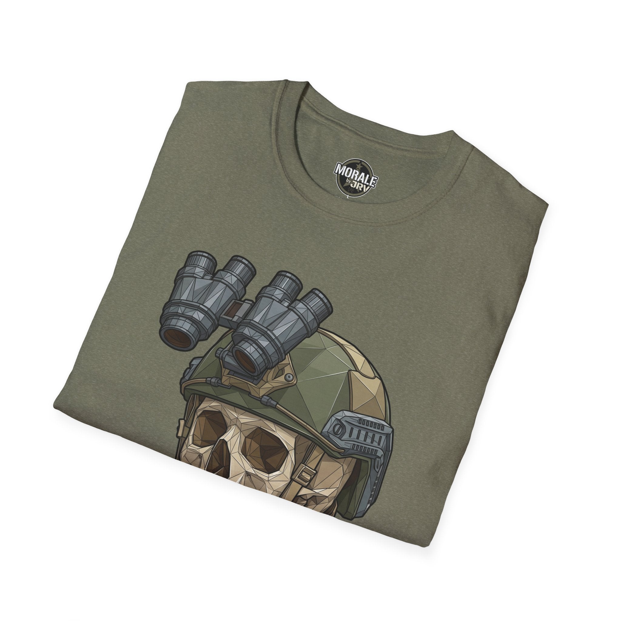 Tactical skull graphic T-shirt in military green color