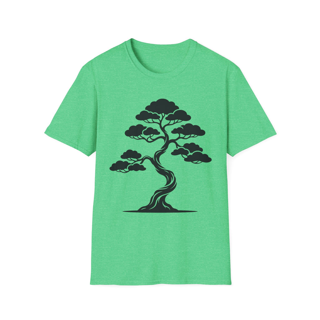 Bonsai tree T-shirt in bright green with black tree graphic