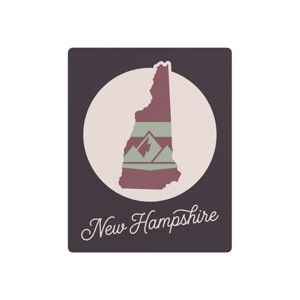 New Hampshire metal wall art sign with circular silhouette and “New Hampshire” text