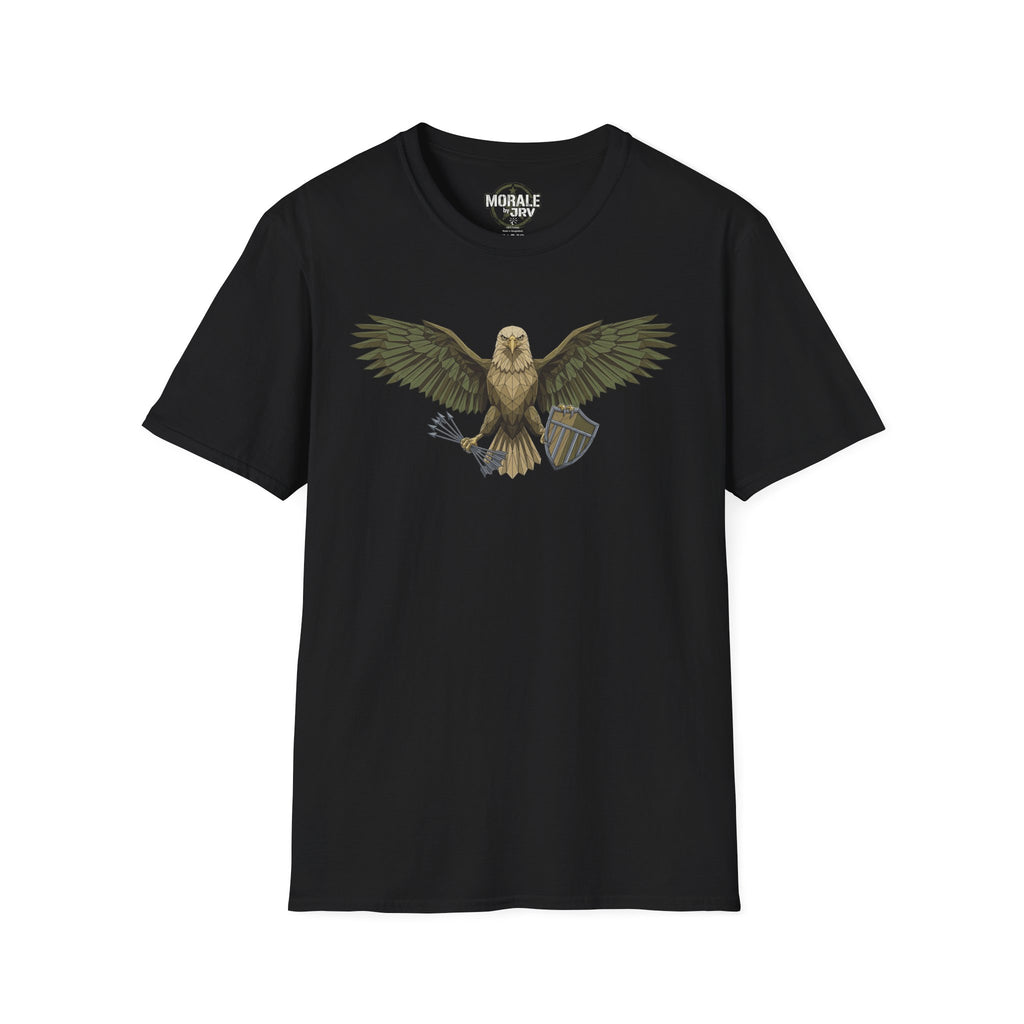 Soaring Hawk T-Shirt, black, vintage raptor winged illustration on front