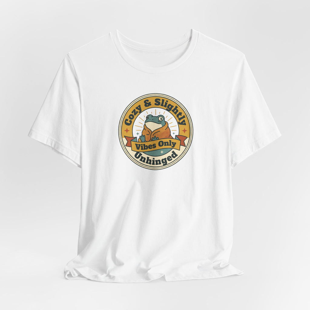 White T-shirt with circular sloth graphic print at chest