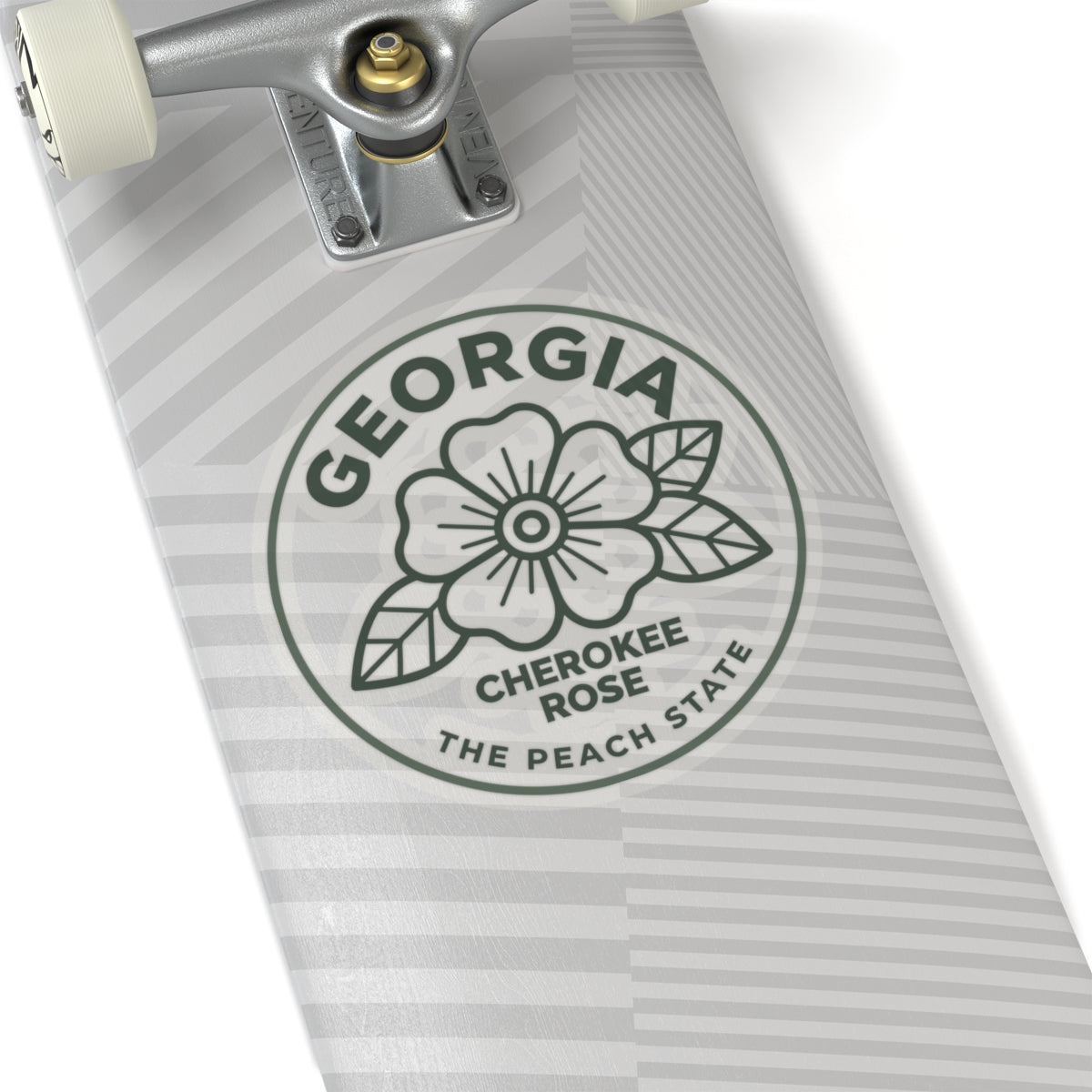 Georgia Cherokee Rose state flower sticker, transparent vinyl decal in circular outline
