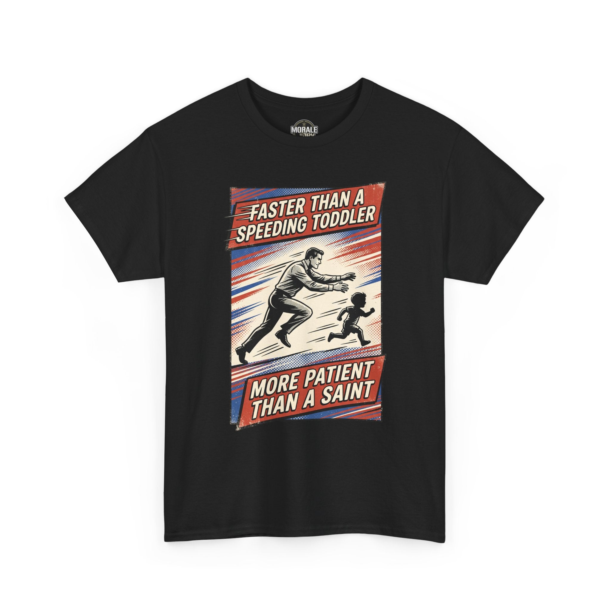 T-shirt noir à imprimé rétro « Faster Than A Speeding Toddler »