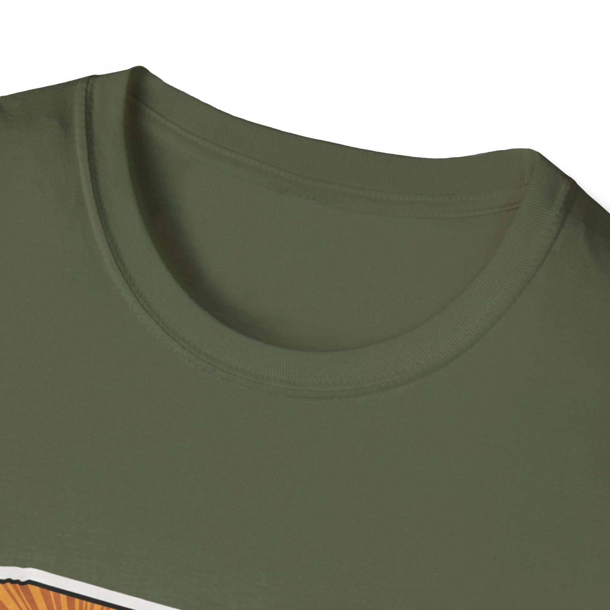 South Carolina map T-shirt, military green crew neck close-up