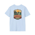 Light blue T-shirt with Minnesota retro lake badge graphic at chest