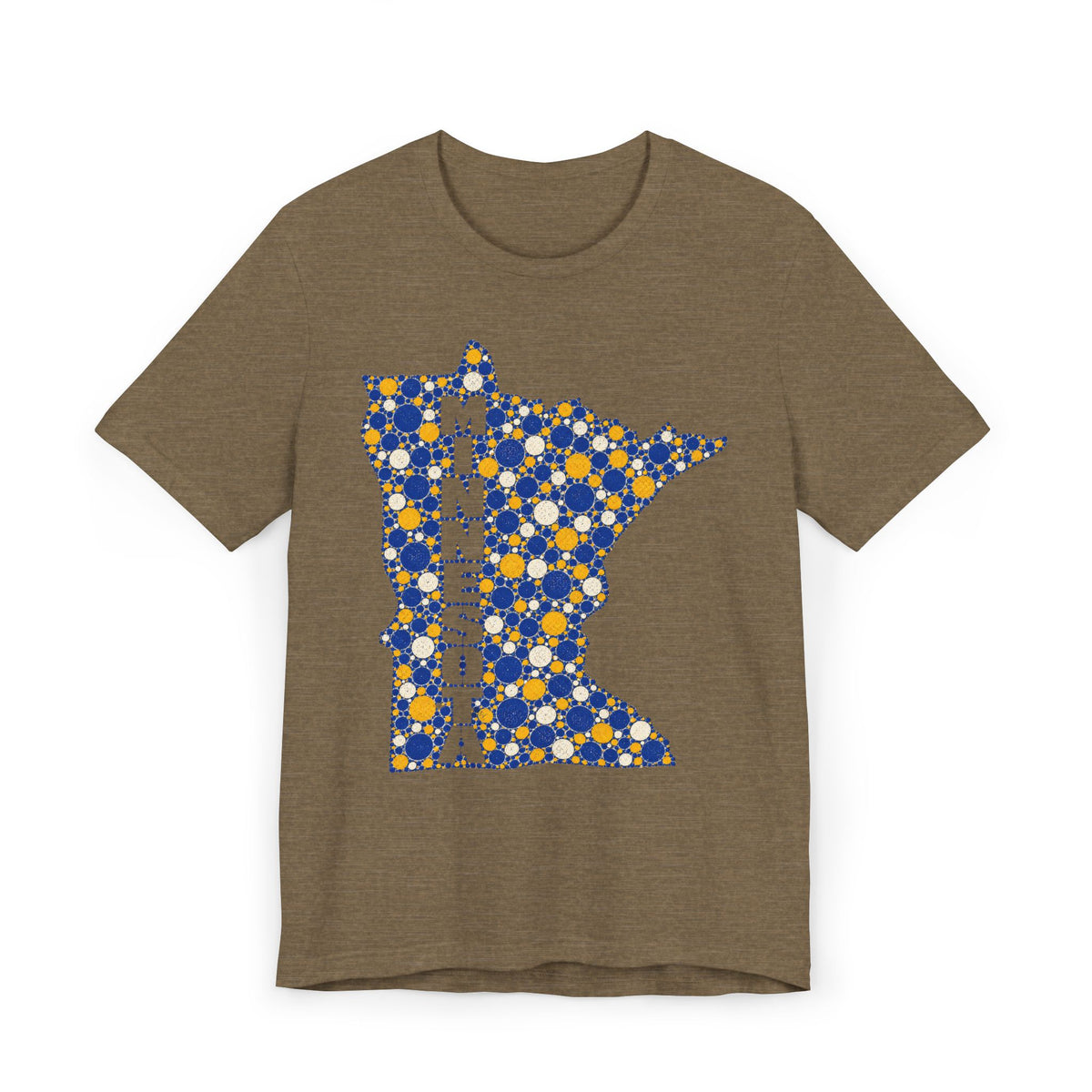 Minnesota State Floral Pattern T-Shirt | Blue and Gold Minnesota Map Graphic Tee